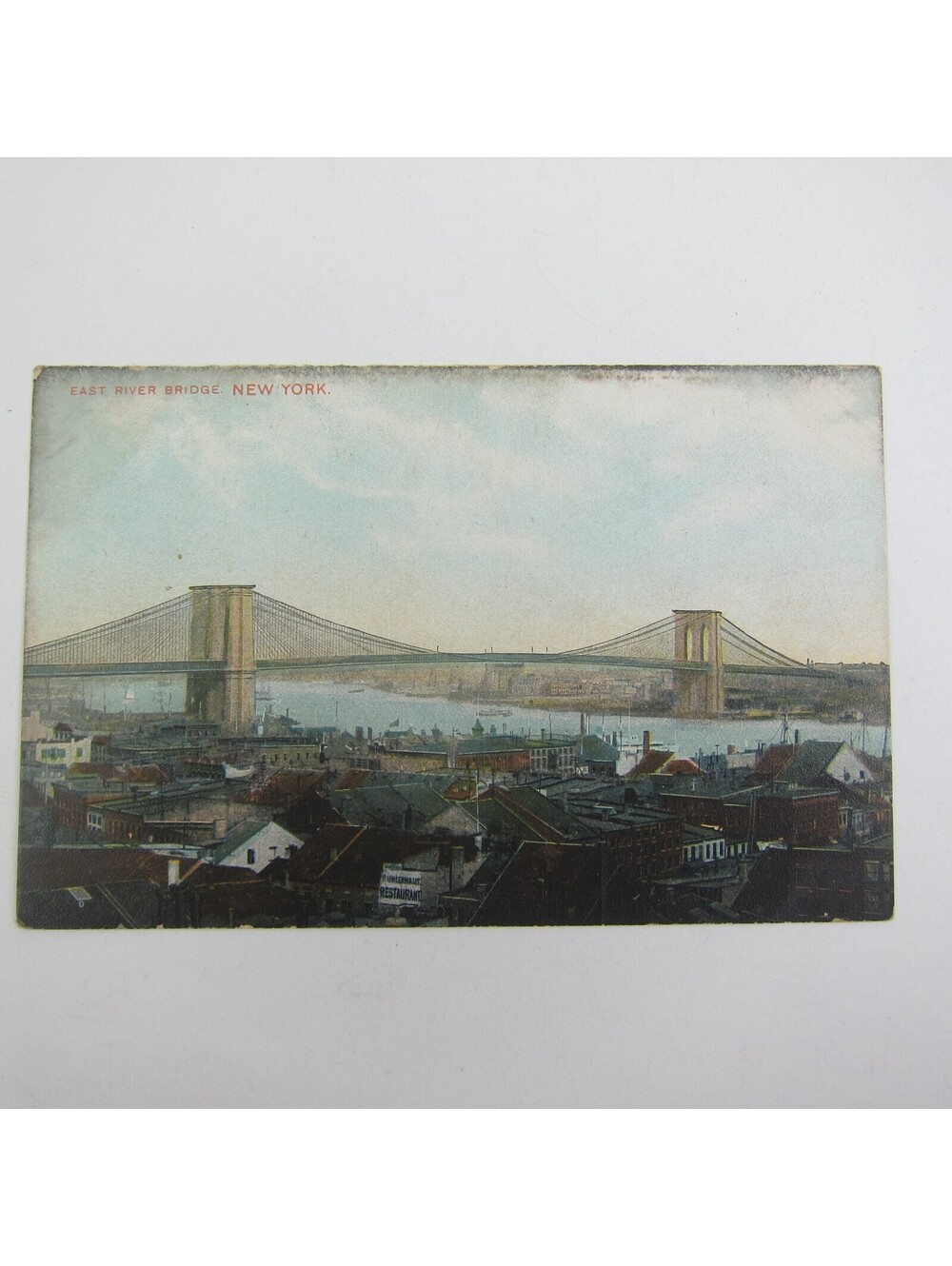 Postcard New York City East River Bridge Antique UNPOSTED RARE